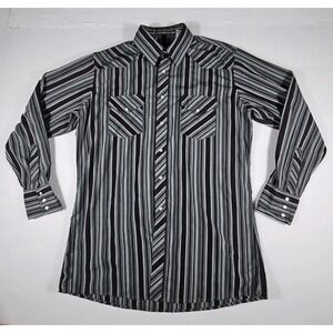 White Horse Pearl Snsp Men Western Shirt Long Sleeve Button Up Size Large Stripe